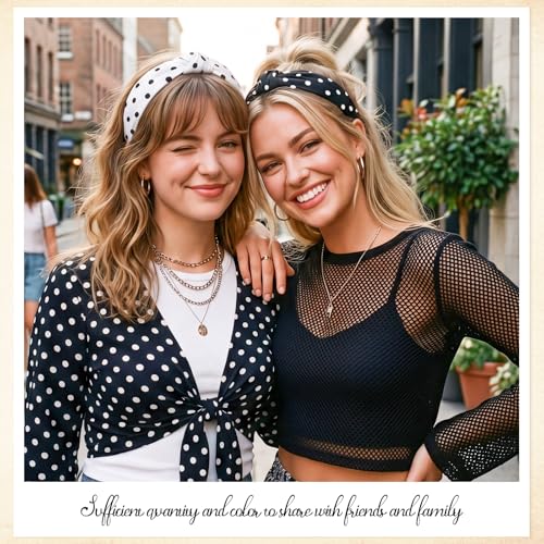 obeoby Polka Dot Headband for Women Girls,Non-Slip Y2K Style Knot Hair Band for Retro Parties, School or Beach, Holds Hair Neatly in Place Daily at Home - color: Polka dots