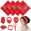 PLULON Bandanas for Men Women 4/12/24/30 Pack, Paisley Pattern Bandana Bulk Headbands Handkerchief Face Mask 100% Polyester - color: Red