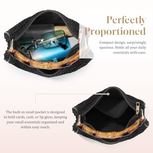 GOKTOW Straw Clutch Purses for Women Small Summer Handbag Woven Beach Hobo Tote Bags Vacation Crossbody Bag 2026 - color: Black