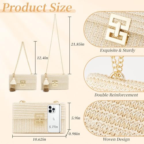 Small Straw Purse for Women Summer Clutch Purses Beach Woven Envelope Bag Raffia Shoulder,Straw Crossbody Bag boho - color: Buckle Beige