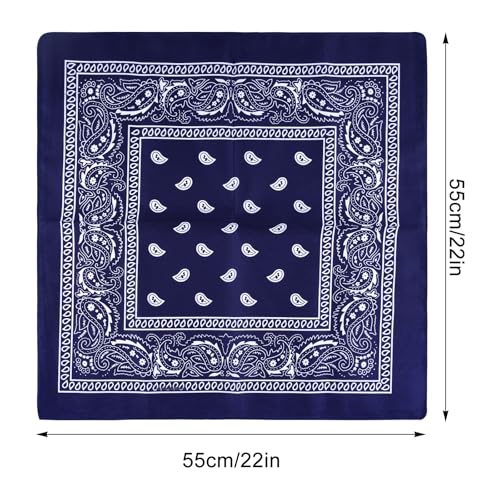 NACHLYNN 10/20pcs Paisley Bandanas Assorted Bandanas Cowboy Polyester Headbands Square Scarf Headwear - color: Navy Blue
