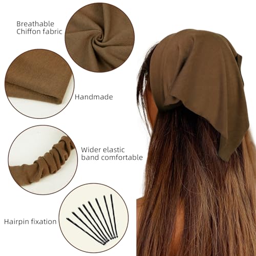 WOVOWOVO 8 Pcs Hair Scarf Headband for Women Girls Non Slip Elastic Boho Triangle Head Scarf Bandana - color: Adequately Nice