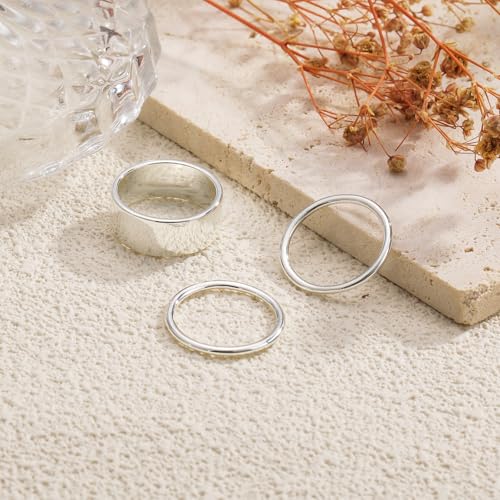 ZOERAY Gold Stackable Rings for Oura Ring Gen 4/Oura Ring Gen 3 Chunky 14K Gold Plated Rings for Women Non Tarnish Cubic Zirconia Twist Thumb Silver Ring Set Gold Band Jewelry for Women Size 6-10 - color: C.Silver Thin Rings
