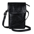 befen Genuine Leather Small Crossbody Bags for Women Cell Phone Bag Cross Body Purses,Silver Zipper - color: Black Crocodile