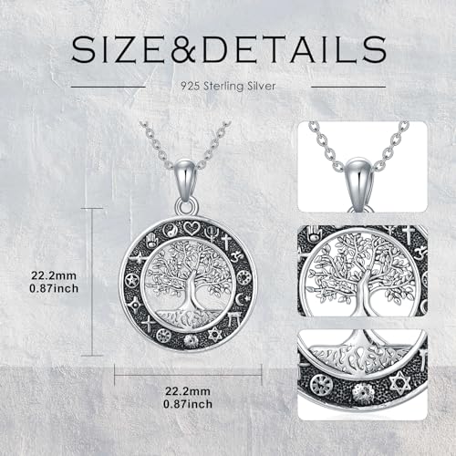 Sterling Silver Scottish Thistle/Cross/Tree of Life/Shamrock/Lotus/Rose Necklace for Women Cross Rose Flower Lotus Flower Pendant Jewelry Gifts for Women Wife Girlfriend Girls Mom Daughter - color: Tree of Life Coexist