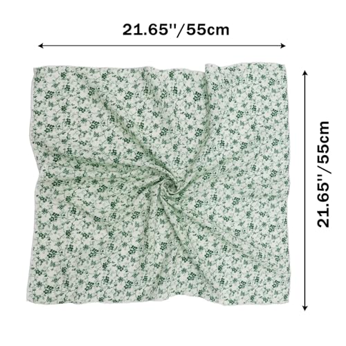 Bandanas for Women Men 21"x21" Floral Headband Scarf Versatile Hair Bandana Square Head Scarf - color: Mint Light Green
