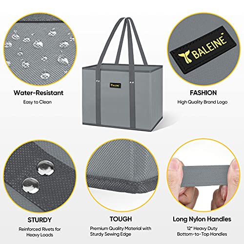 BALEINE 3Pk Reusable Grocery Bags, Foldable Shopping Bags for Groceries with Reinforced Bottom & Handles (Frost Abies) - color: Frost Abies, size: 3 Pack