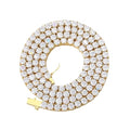 BREN Tennis Necklace - 3mm 4mm 5mm Iced Out Diamond Tennis Chain 5A Cubic Zirconia Necklace - 18K/White Gold Plated Flat Tennis Necklace for Women and Men Size 16"-22" - color: Gold-4mm, size: 16 inch