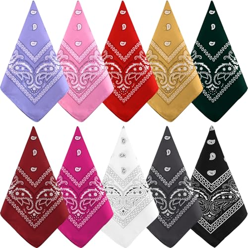 NACHLYNN 10/20pcs Paisley Bandanas Assorted Bandanas Cowboy Polyester Headbands Square Scarf Headwear - color: Multicolor