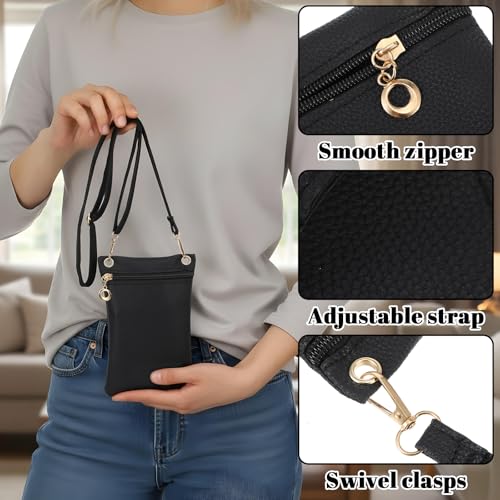Hecila Crossbody Phone Bag for Women PU Leather Phone Bags Crossbody Purse Bag Small Shoulder Bags Mini Cellphone Wallet Purses Adjustable Shoulder Strap RFID Phones Case Wallet for Travel Shopping