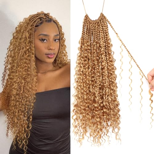 Goddess Boho Box Braids Crochet Hair-8 Packs 18 Inch Crochet Box Braids for Black Women Pre Looped ((#27, 18 Inch (Pack of 8)) - color: #27, size: 18 Inch (Pack of 8)