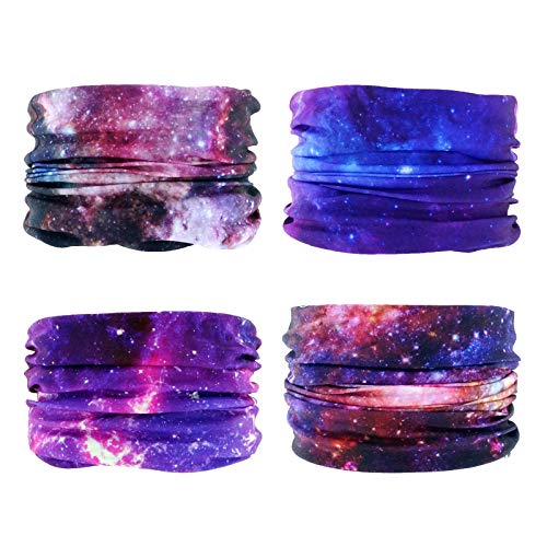 4 Headband Bandana Balaclava Half Face Mask Shield Head Hair Scarf Neck Gaiter Hat Multipurpose For WoMen Men Breathable Reusable Washable Universe Nebula Purple - color: 4x Nebula Seamless Half Face Mask #2