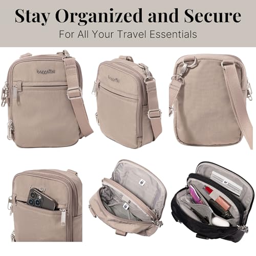 Baggallini Securtex® Anti-theft Mini Everything Crossbody Bag, 6.3"x8.25" Rfid, Locking Zippers & Cut-resistant Strap - color: Moonrock