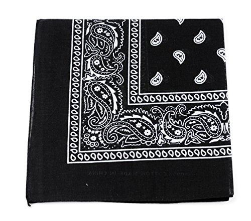 NYFASHION101 Unisex Double Sided Print Paisley Cotton Bandana Head Wrap Scarf - color: Black
