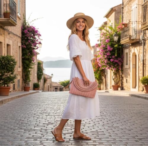 Crossbody Bags for Women, Straw Clutch Purses, Bohemian Handmade Woven Envelope Package, Tassel Handbags for Women | Bohemian - color: Bean Color