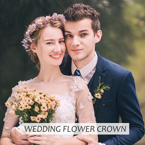 AWAYTR Flower Hippie Floral Crown - Boho Sunflower Headband for Women, Hippie Costume and Hair Accessories (Color Mixing) - color: Color Mixing