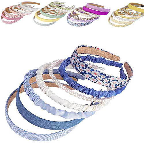 Ooosonlu Fashion Headbands Pearl Hairband Non-slip Bands Hair Accessories for Women Girls, Different Pattern - color: Blue