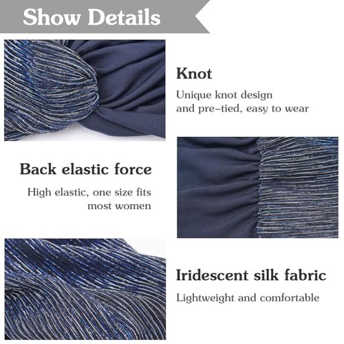 XYIYI Chemo Headwear Turban for Women, Cancer Patients Head Wrap Cover Hat for Hair Loss - color: Navy Blue