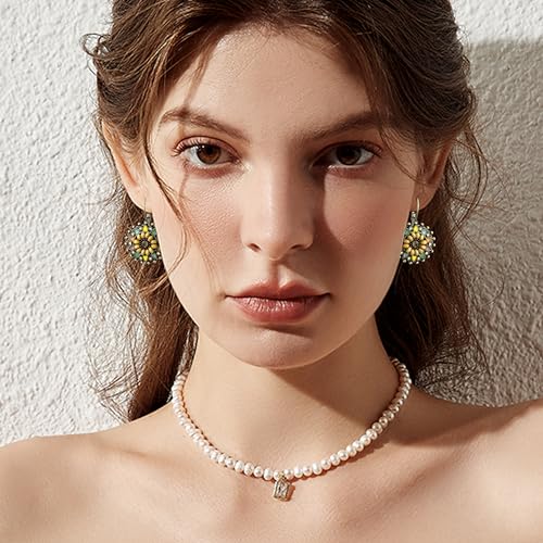 Bohemian Vintage Sliver Geometry Enamel Flower Lightweight Dangle Hoop Earrings Ethnic Handmade Circle Disc Teardrop Earrings For Women - color: Yellow