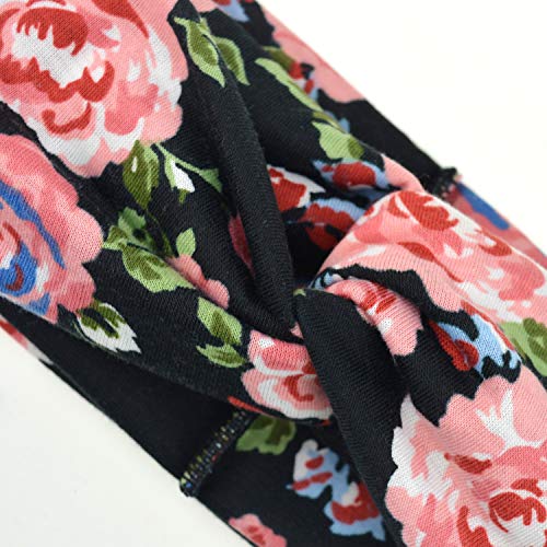 DRESHOW 8 Pack Headbands for Women Yoga Knotted Headbands Elastic Criss Cross Hair Accessories Sports Head Wrap Non Slip - color: 8 Pack Flower Printed Cross B
