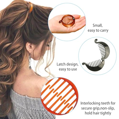 18 Pieces Banana Hair Clips Classic French Hair Comb Set Fishtail Plastic Twist Hair Clip Ponytail Accessories for Women Girls, 9 Styles - color: black, brown