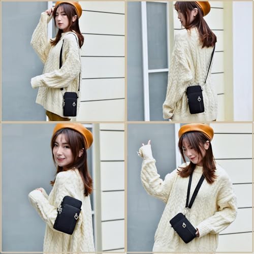 WITERY Waterproof Nylon Cute Crossbody Cell Phone Purse Smartphone Wallet Bag for Women - color: Black 1