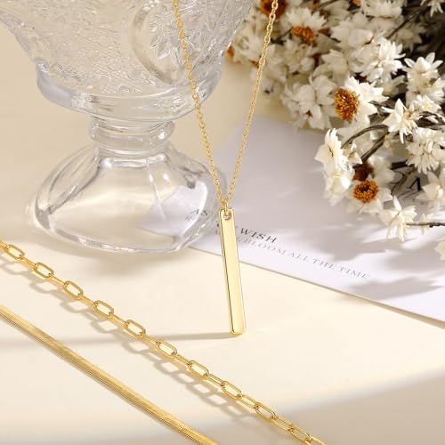 BERISO 14K Gold Plated Layered Necklace for Women, 3 Layer Dainty Gold Necklace with Minimalist Pendant, Elegant Everyday Gold Jewelry Gift - style: layered necklace-F