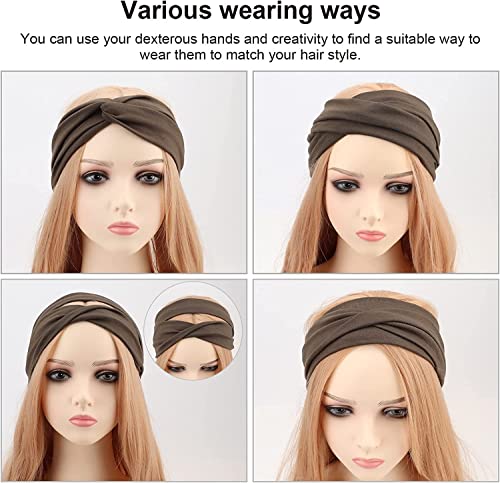 DRESHOW 8 Pack Headbands for Women Yoga Knotted Headbands Elastic Criss Cross Hair Accessories Sports Head Wrap Non Slip - color: 8 Pack Fashion Headbands