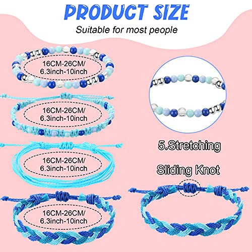 Hicarer 24 Pieces Boho Surfer Bracelet Anklet Friendship Bracelet Adjustable Beaded Handmade Braided Summer String Colorful Beach Jewelry for Women Party Favors