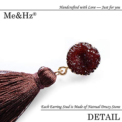Me&Hz Colorful Layered Tassel Earrings Bohemian Statement Tiered Tassel Big Dangle Drop Earrings for Women Druzy Studs Valentine’s Day Gift - color: Brown Ombre