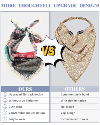 AWAYTR 3Pcs Hair Bandanas Head Kerchief for Women Girls Tie-Back Boho Hair Scarf Headband Bandana Triangle Head Scarf - color: Brown / Green / Pink