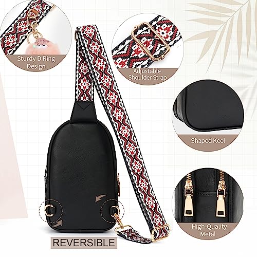 APHISON Small Sling Bag Fanny Packs Cell Phone Purse Vegan Leather Crossbody Bags for Women Chest Bag with Adjustable Strap Black - color: 13-black
