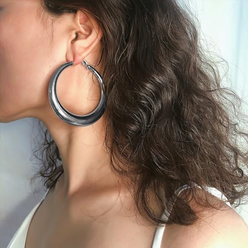 Large Hoop Earrings Lightweight Chunky Earrings for Women Chunky Earrings Big Hoop Earrings for Wedding - style: Hoop-S-02