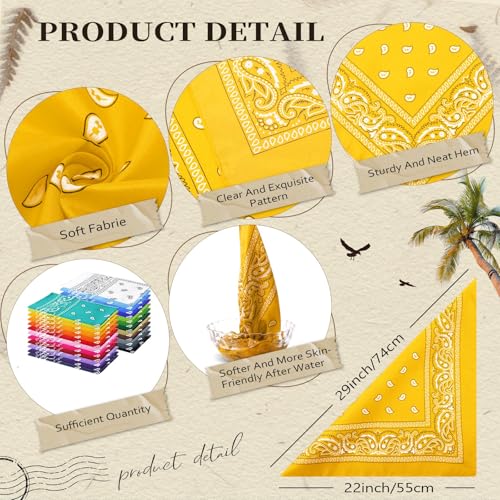 Suhine 24 Pcs Bandanas Bulk for Women Men 22 x 22 Inch Paisley Outdoor Headband Cowboy Handkerchief Summer - color: 24 Colors