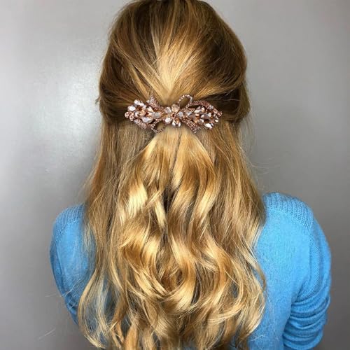 Joez Wonderful Rhinestone Hair Clip Sparkly Crystal Barrettes French Wedding Prom Engagement Pageant First Communion Hair Decorative Accessories for Women Long Hair (Bow Champagne 1 Pcs) - color: Rhinestone Butterfly Champagne A