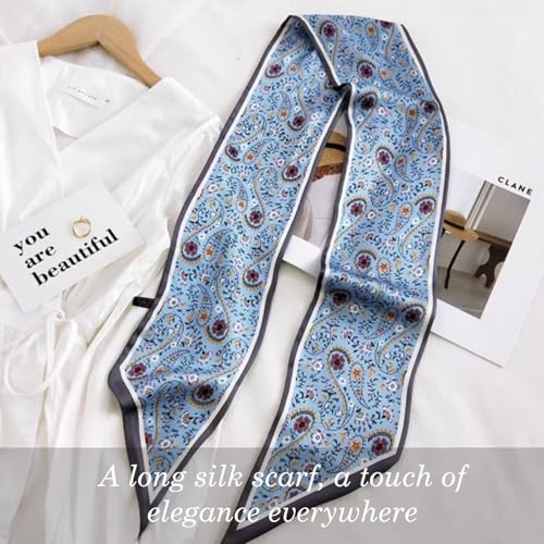Sumolux Head Hair Scarf for Women Neck Purse Bag Handbags Scarf Like Silk - color: Blue New Cashew