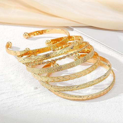 Boho Engraved Cuff Bangle Bracelets for Women Multi Layer Stackable Textured Bracelet Adjustable Bangles Fashion Bohemian Indian Jewelry Set