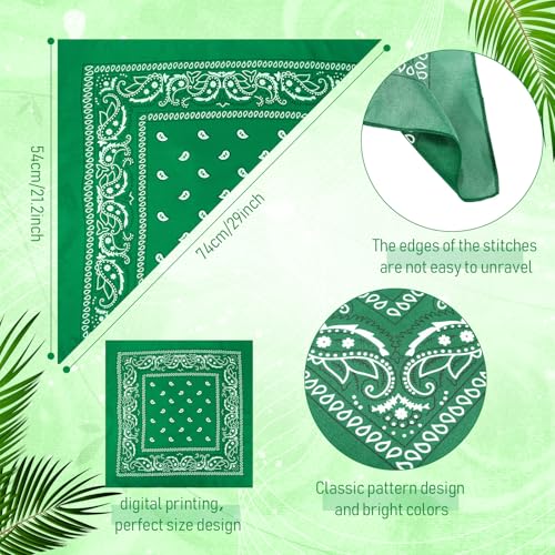 Handepo 150 Pcs Bandanas Bulk, Colorful Paisley Bandanas Unisex Head Wrap Scarf Cowboy Headband Handkerchief - color: Dark Green, Green, Light Green
