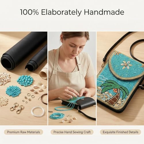 Small Crossbody Bags for Women Designer Cell Phone Bag Boho Shoulder Wallet Purse - color: Coconut Tree