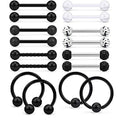 16Pcs Nipple Piercing Jewelry 14G Surgical Steel Nipple Rings Hoop Rings Retainer Piercing Jewelry for Women Men 14MM (9/16 Inch) - color: B:8 pairs/black