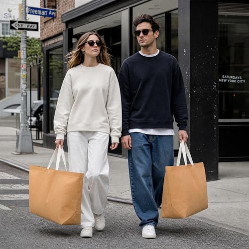 Large Canvas Tote Bag-Extra Big Shopping Beach Totes Bags Reusable Largest Grocery Plain Solid Bag 28"x8"x16" - color: Brown With Zipper