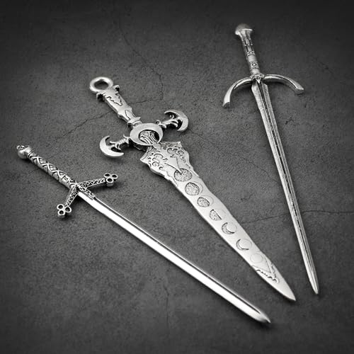 3-Piece Sword Hair Pin Set – Gothic and Viking Hair Accessories for Women, Medieval Hair Sticks & Renaissance Hair Jewelry - color: Design-1