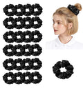 24Pack Satin Scrunchies For Women Silky Scrunchy Silk Hair Ties Ponytail Holder Hairs Bow Ropes Elastics Hairtie Accessories - color: Black