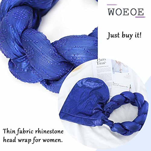 Woeoe African Headwrap Gold Braided Turbans for Women - color: Blue