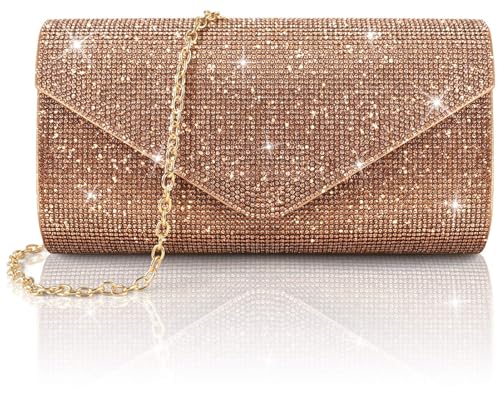 PACETAP Rhinestone Clutch Purses for Women, Sparkly Glitter Evening Bags Handbag for 1920s Party Wedding Prom(Champagne) - color: Rhinestone Champagne