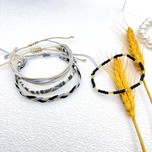 Beach Summer Ankle Bracelet for Women Handmade Braided Adjustable String Anklets Waterproof Surfer Bracelet - color: Gray