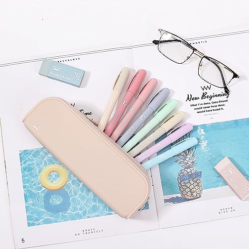 Mr. Pen- Silicone Pencil Case, Aesthetic Pencil Bag for Women, Makeup Pouch | Multifunctional Pouch for Stationery, Cosmetics and Electrical Goods Storage - color: Malibu Dune