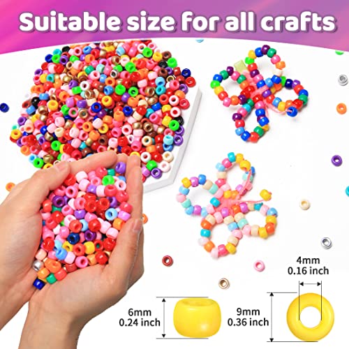 Praisebank 4000 pcs Multi-Color Pony Beads, Hair Beads, Beads for Jewelry Making, Beads for Crafts, Beads for Hair Braids… - color: Multi-colored