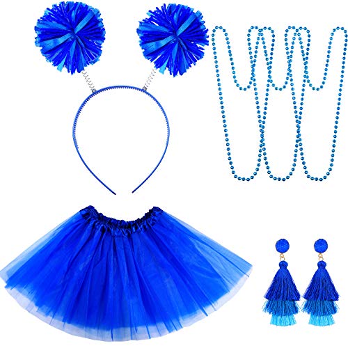 Hicarer 6 Pcs 4th of July Tutu Set Women Red White and Blue Accessories 250th Tutu Patriotic Costume Independence Day Favors - color: Blue