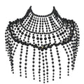 Pearl Shawl Layered Jewelry Shoulder Body Chain Harness Pearl Beaded Necklace Collar - color: Black